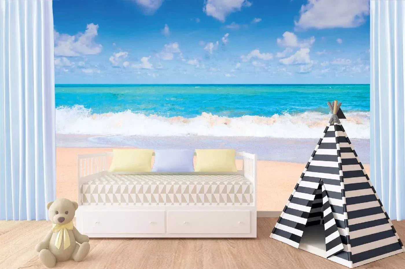 Fototapetes ar vasaras jūru - Pludmales diena, N3232, 375x250 cm D-ART