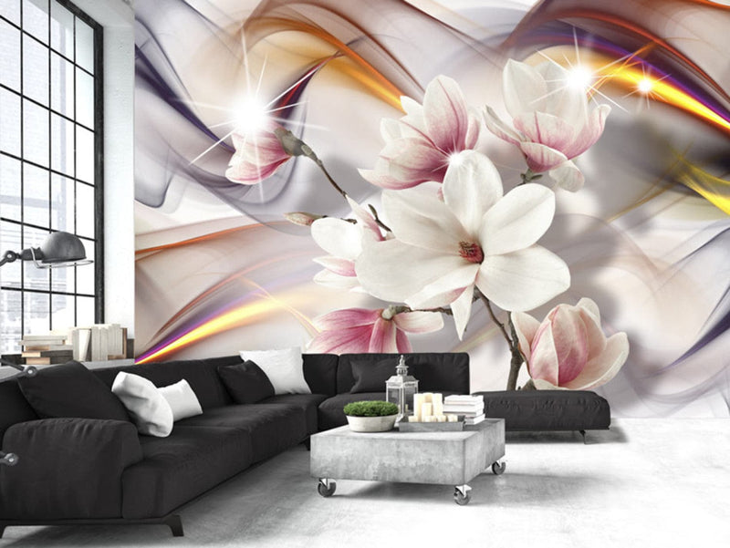 Fototapetes ar ziediem uz abstrakta fona - Mākslinieciskās magnolijas, 62464 E-interjers.lv