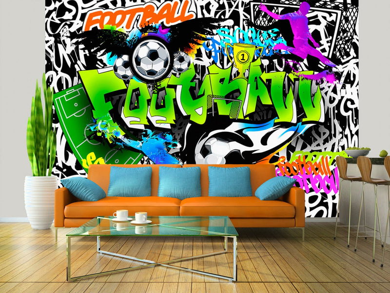 Fototapetes jauniešu istabai ar grafiti - Futbola grafiti, 88925 E-interjers.lv