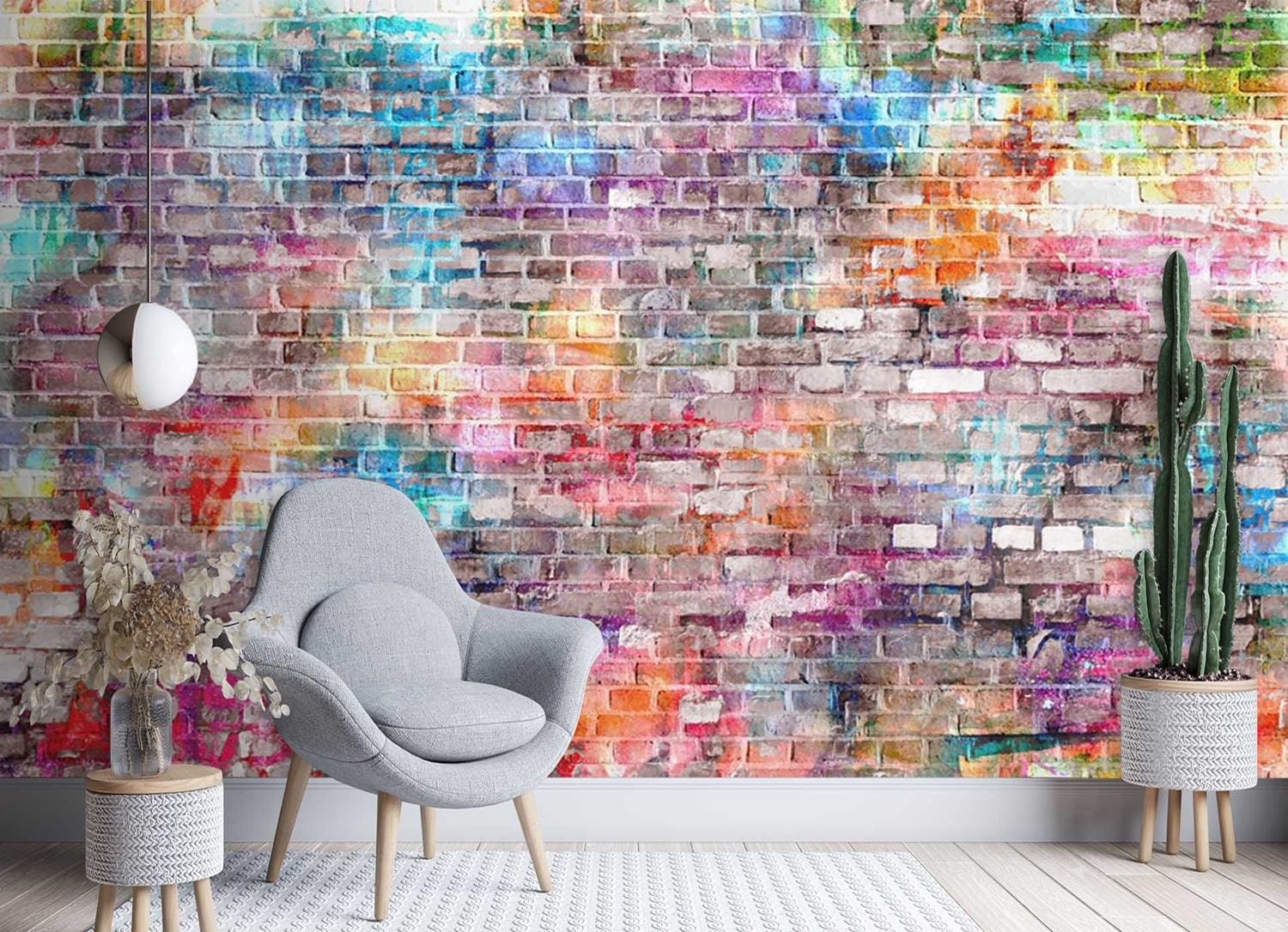 Fototapetes, Krāsains ķieģeļu akmens, siena Home Decor