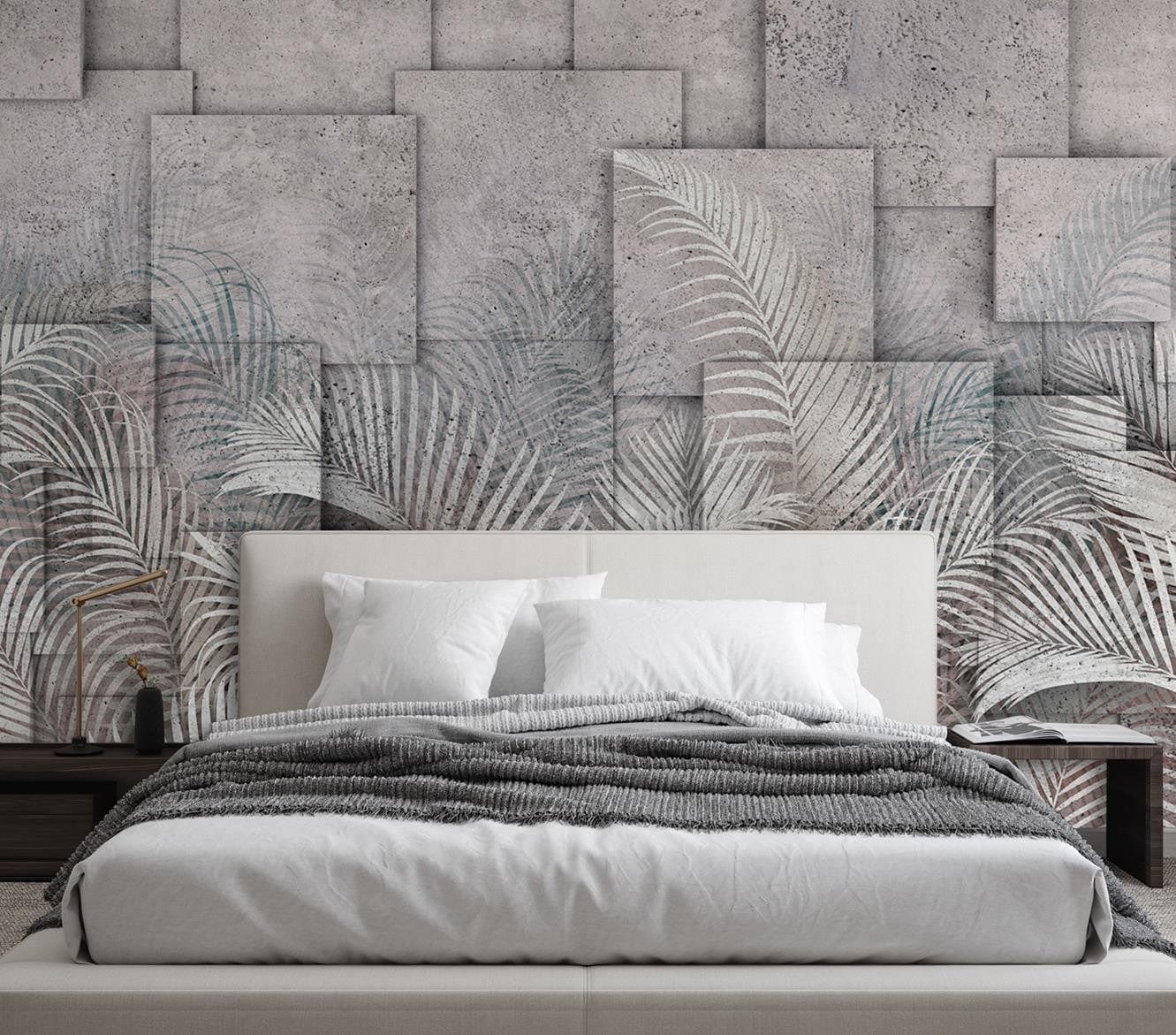 Fototapetes, Palmu lapas, 3d, pelēks Home Decor