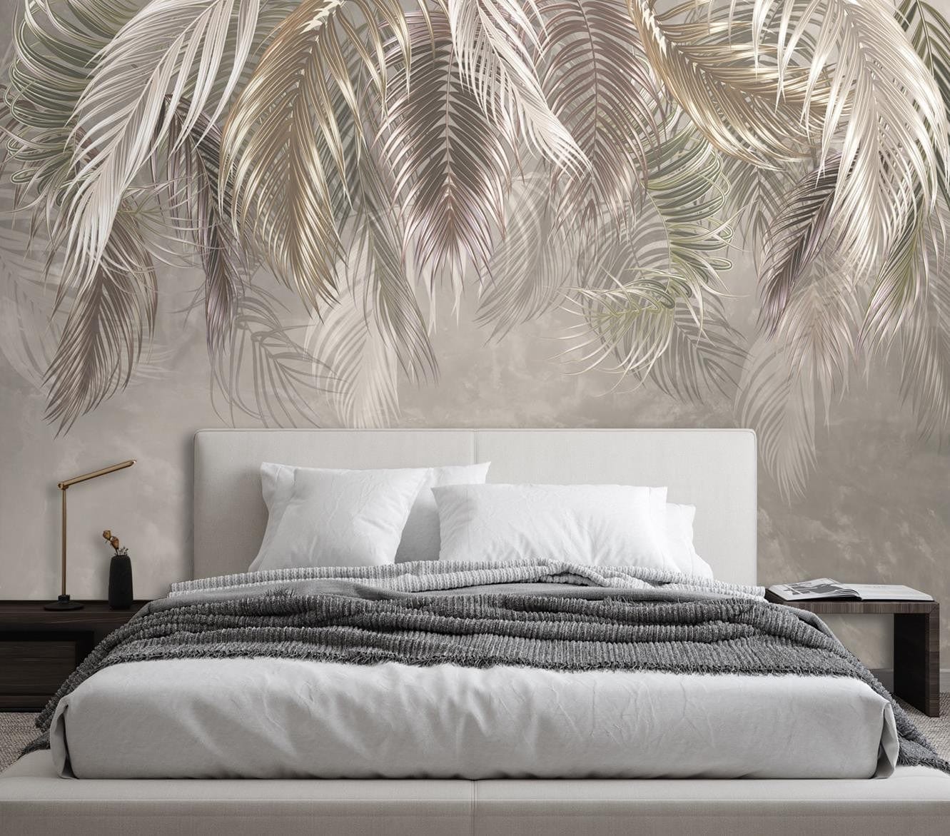 Fototapetes, Palmu lapas, betona, 3D Home Decor