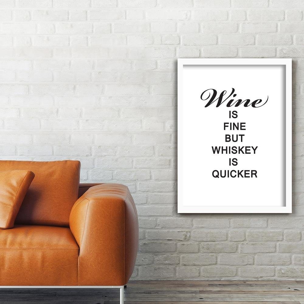 Glezna baltā rāmī - Wine And Whiskey  Home Trends DECO
