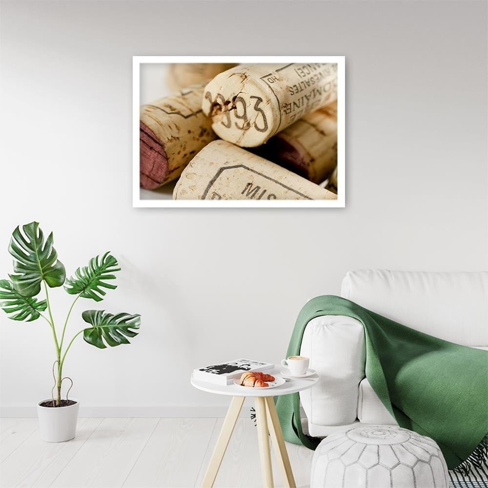 Glezna baltā rāmī - Wine Corks 2  Home Trends DECO