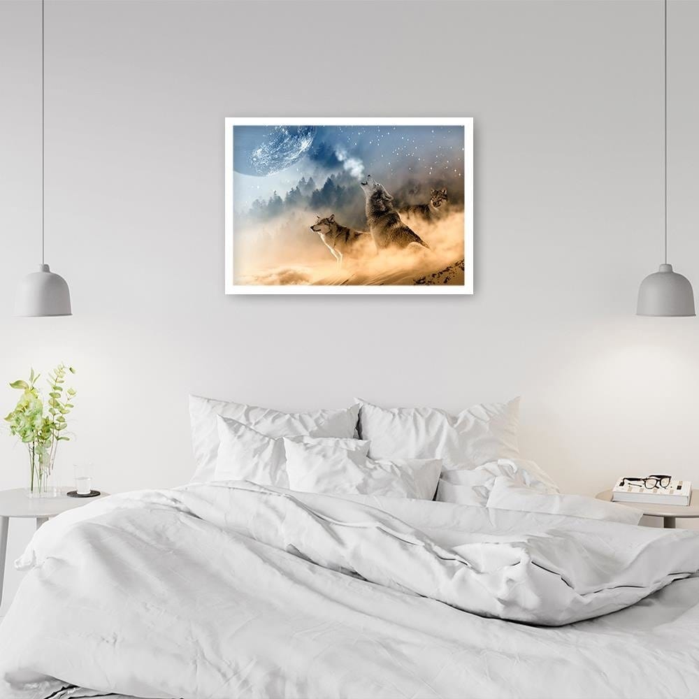 Glezna baltā rāmī - Wolves Abstract  Home Trends DECO