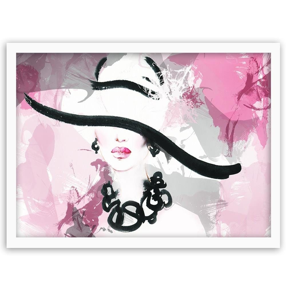 Glezna baltā rāmī - Woman Pink Abstraction  Home Trends DECO
