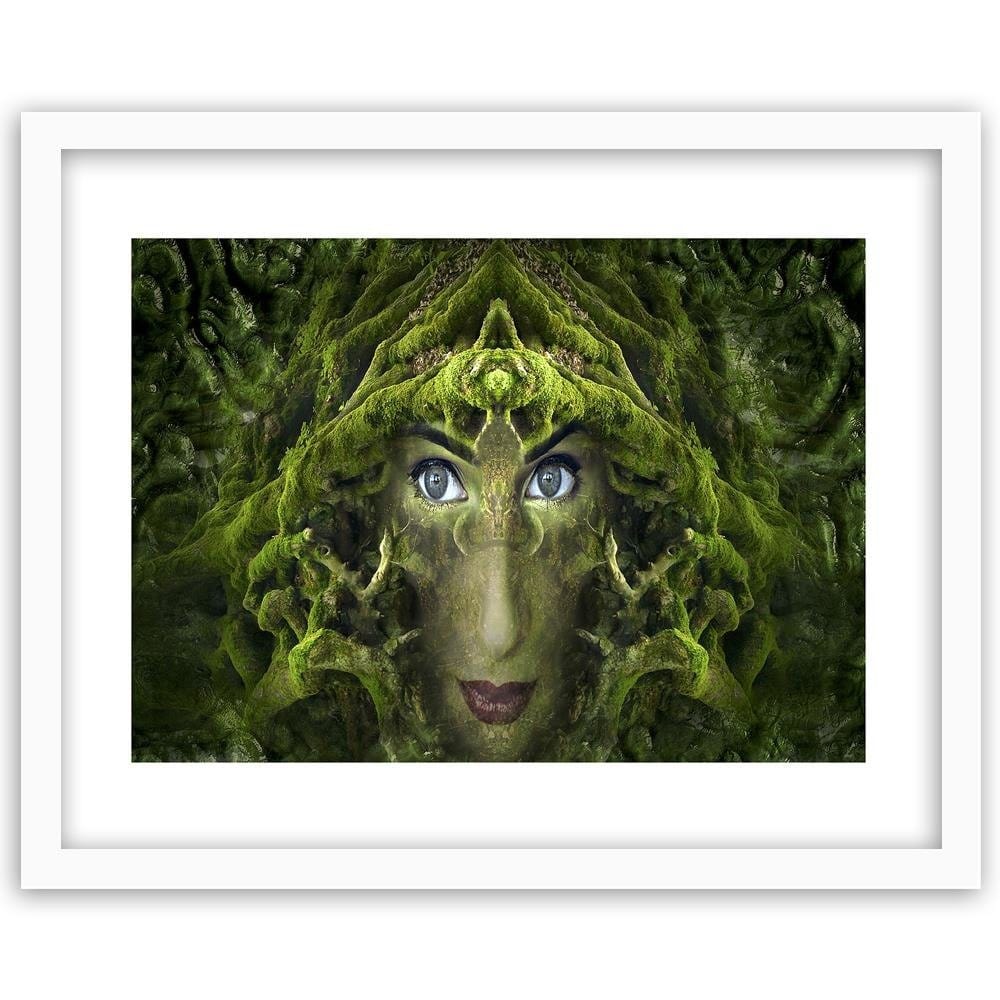 Glezna baltā rāmī - Woman's Face In Moss Fantasy  Home Trends DECO