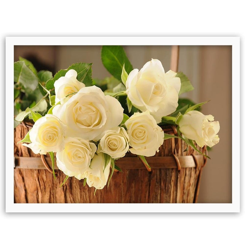 Glezna baltā rāmī - Yellow Flowers In The Basket  Home Trends DECO