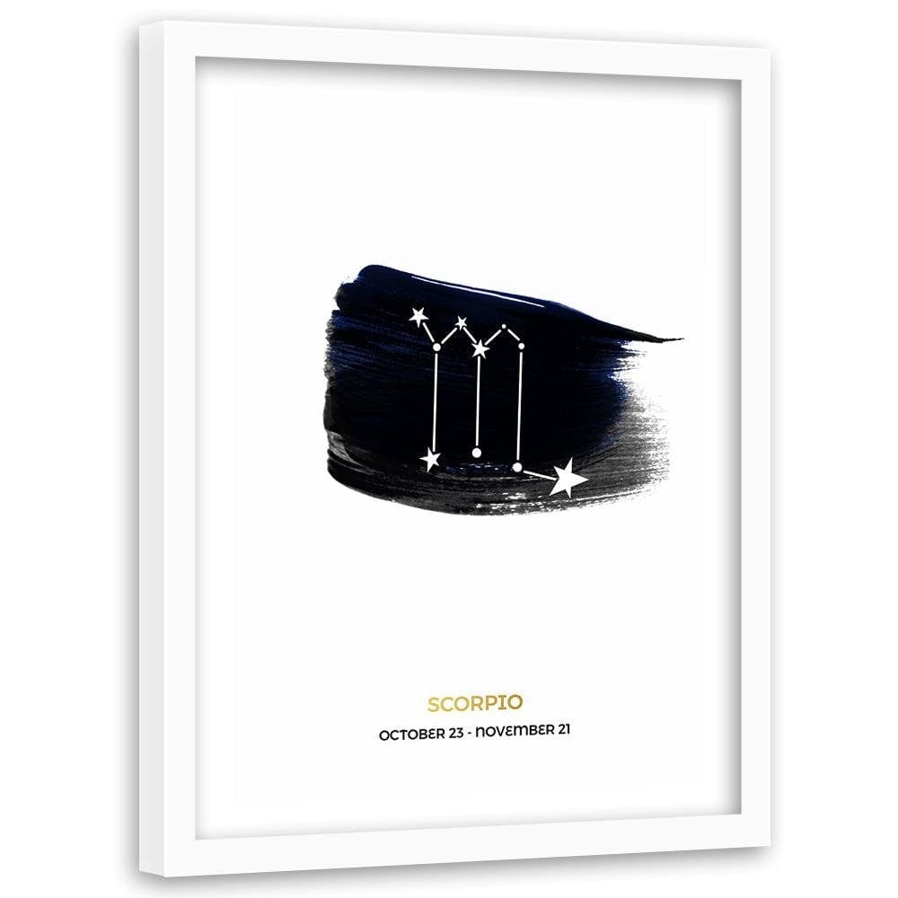 Glezna baltā rāmī - Zodiac Sign Scorpio  Home Trends DECO