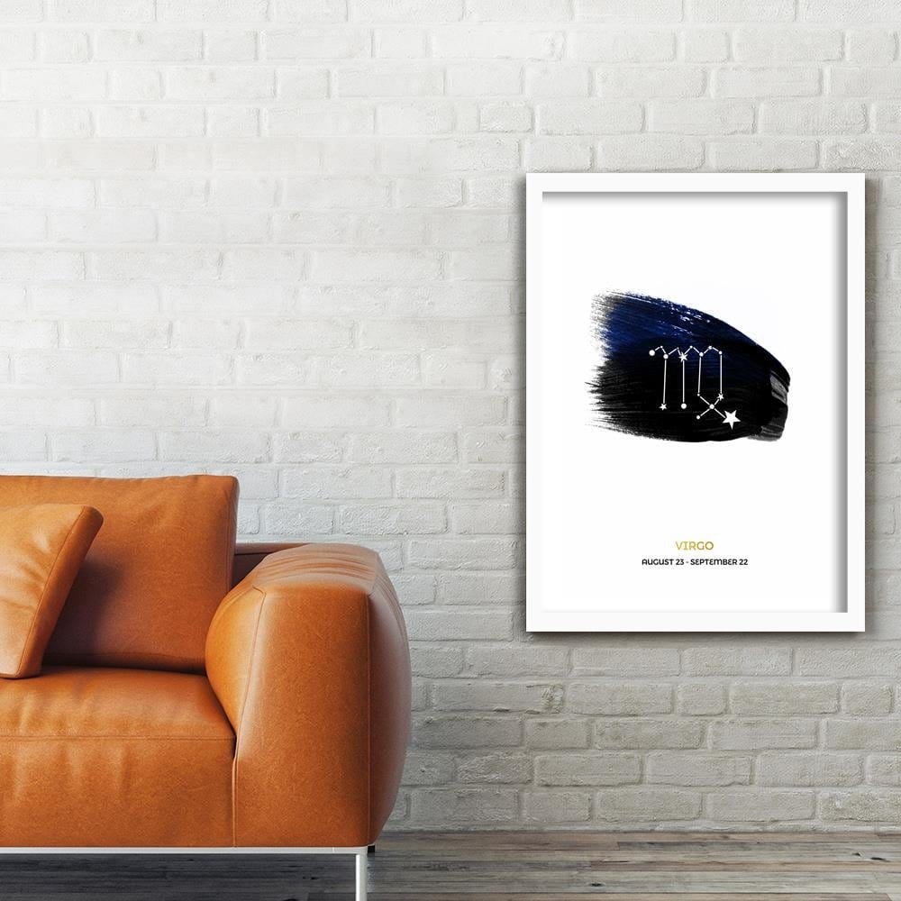 Glezna baltā rāmī - Zodiac Sign Virgo  Home Trends DECO