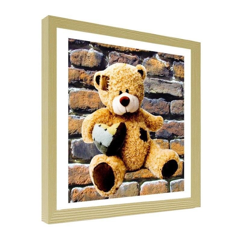 Glezna bēšā rāmī - A teddy bear with a heart.  Home Trends DECO