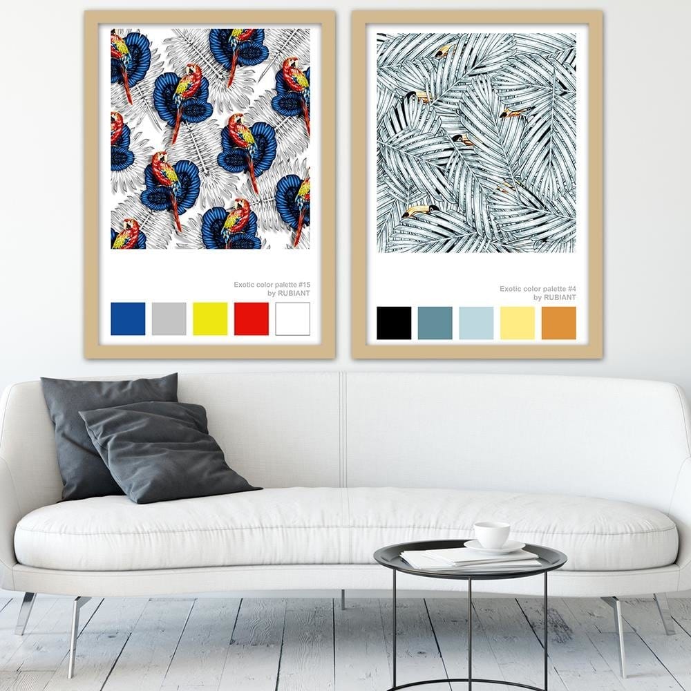 Glezna bēšā rāmī - Art Print Exotic Blue  Home Trends DECO