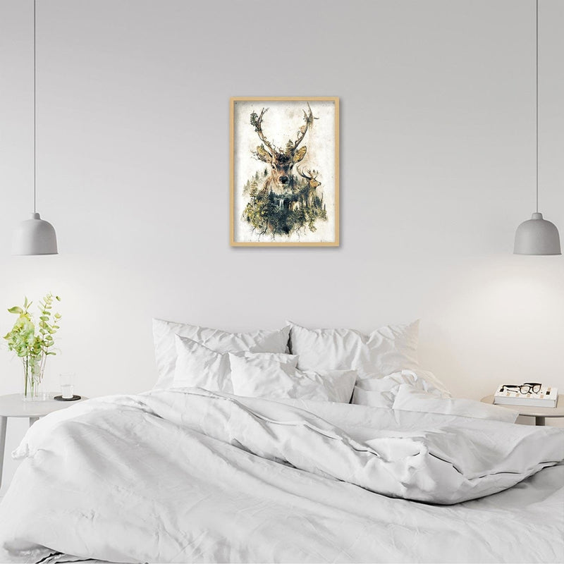 Glezna bēšā rāmī - Artistic Deer  Home Trends DECO