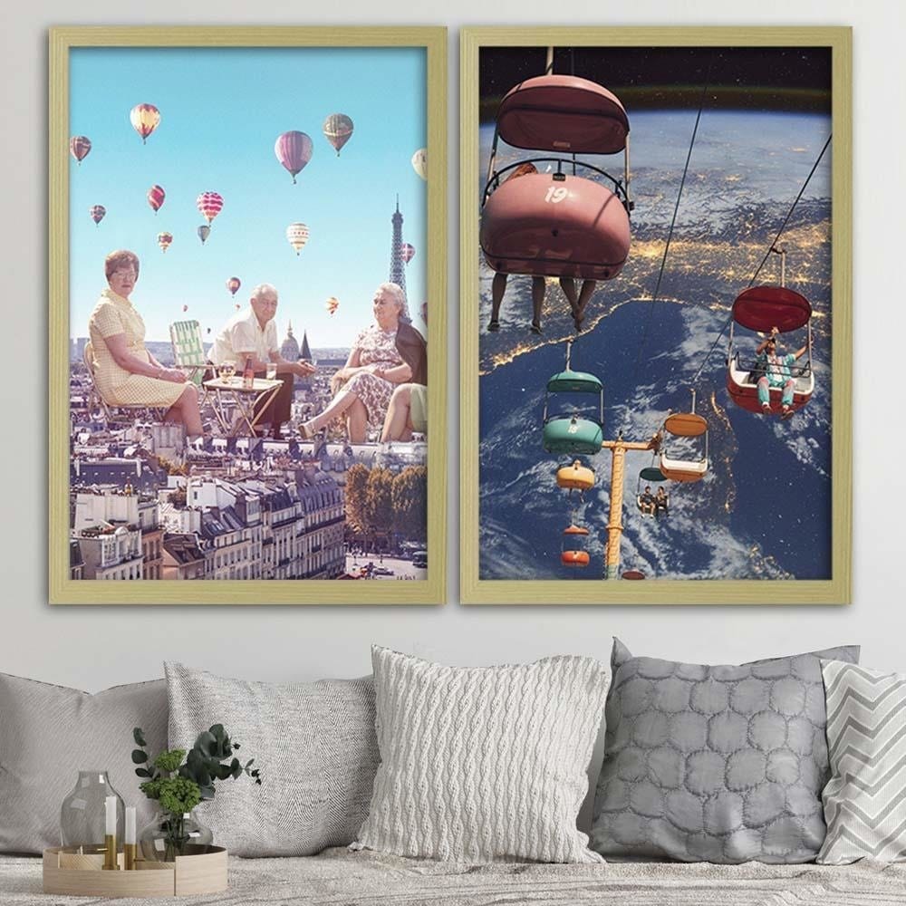 Glezna bēšā rāmī - Balloons Above The Paris  Home Trends DECO