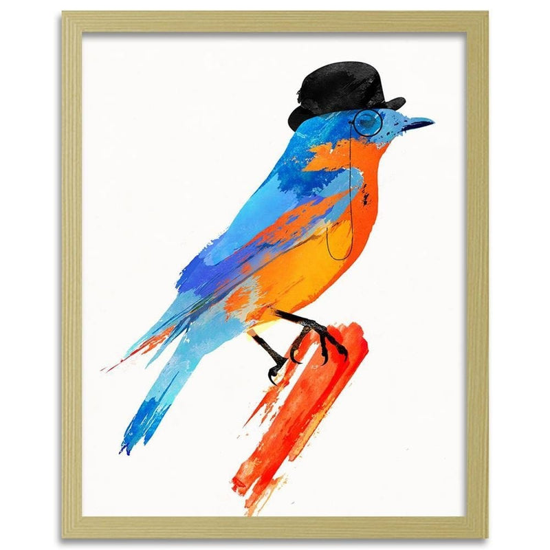 Glezna bēšā rāmī - Bird In A Bowler Hat  Home Trends DECO