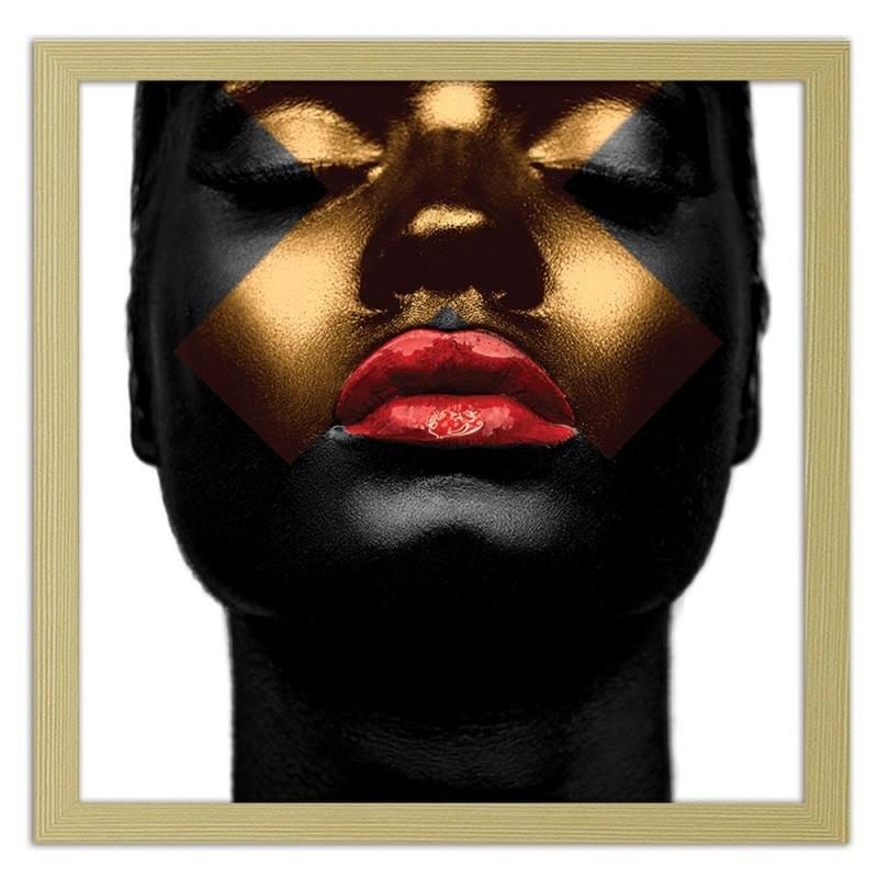 Glezna bēšā rāmī - Black skin and red lips  Home Trends DECO