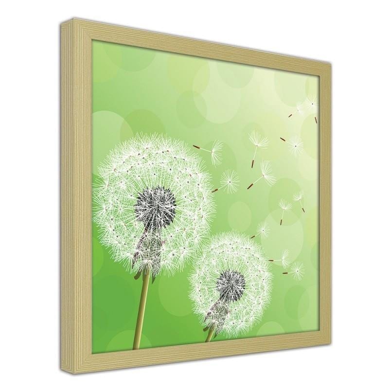 Glezna bēšā rāmī - Blower on green background  Home Trends DECO