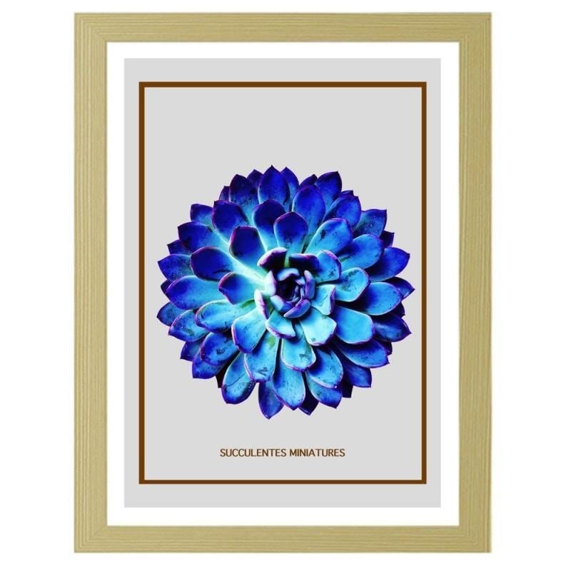 Glezna bēšā rāmī - Blue cactus 4  Home Trends DECO