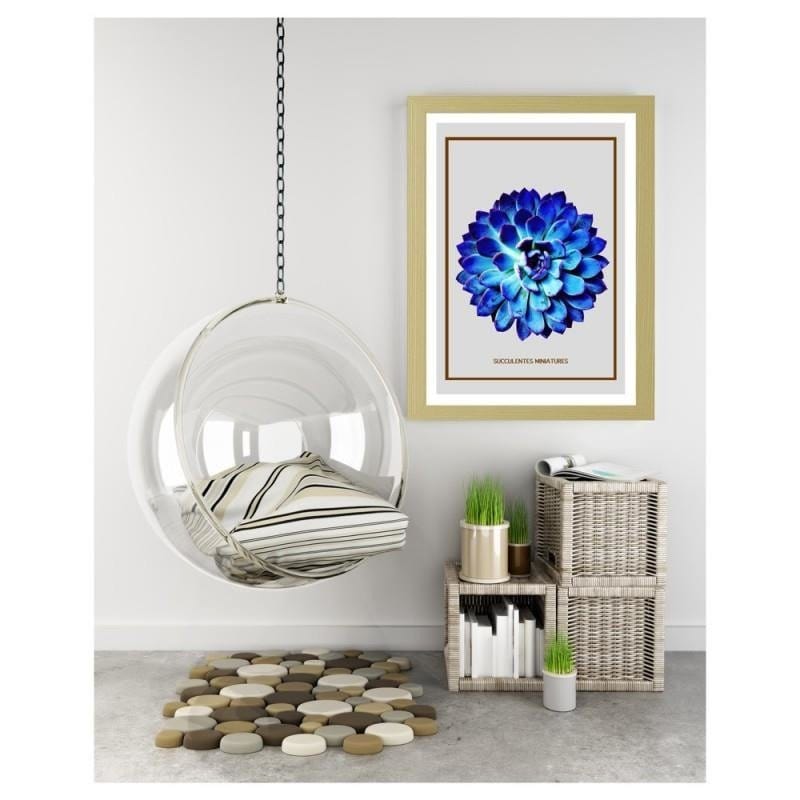 Glezna bēšā rāmī - Blue cactus 4  Home Trends DECO