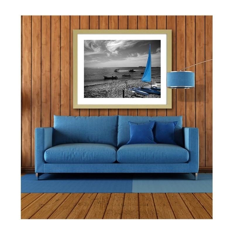 Glezna bēšā rāmī - Blue catamaran  Home Trends DECO