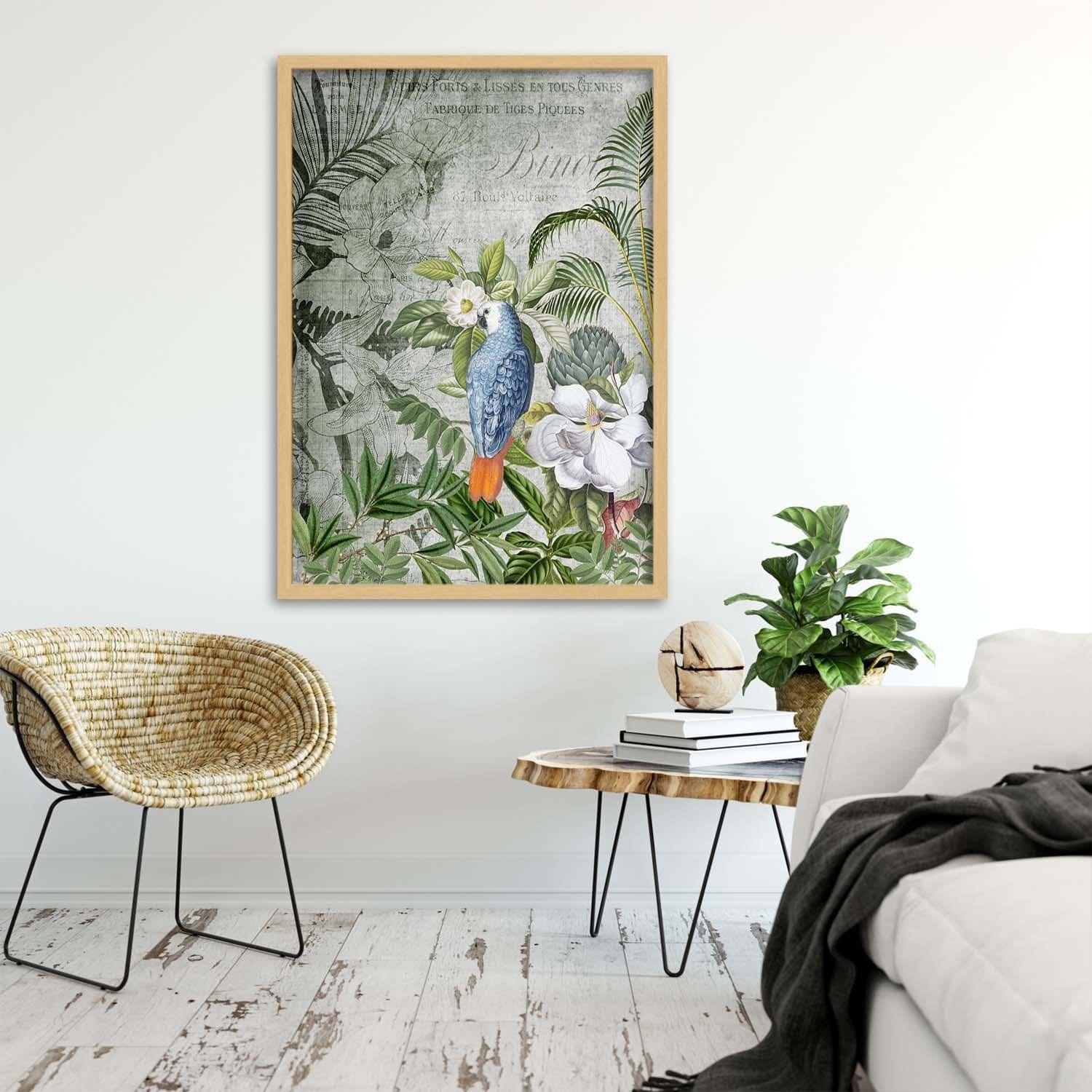Glezna bēšā rāmī - Blue Parrot  Home Trends DECO