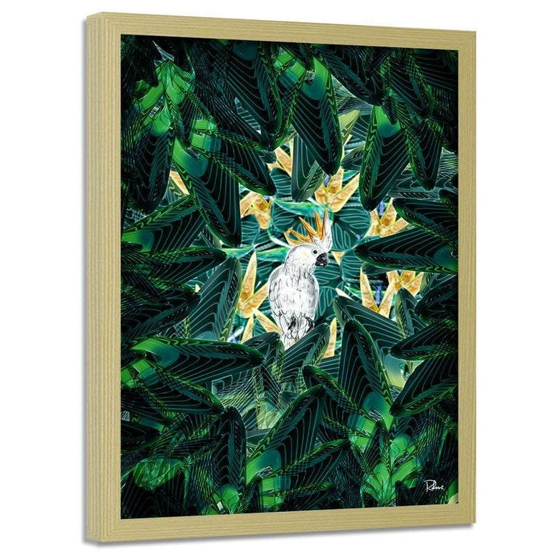 Glezna bēšā rāmī - Cockatoo Image Tropical Green  Home Trends DECO