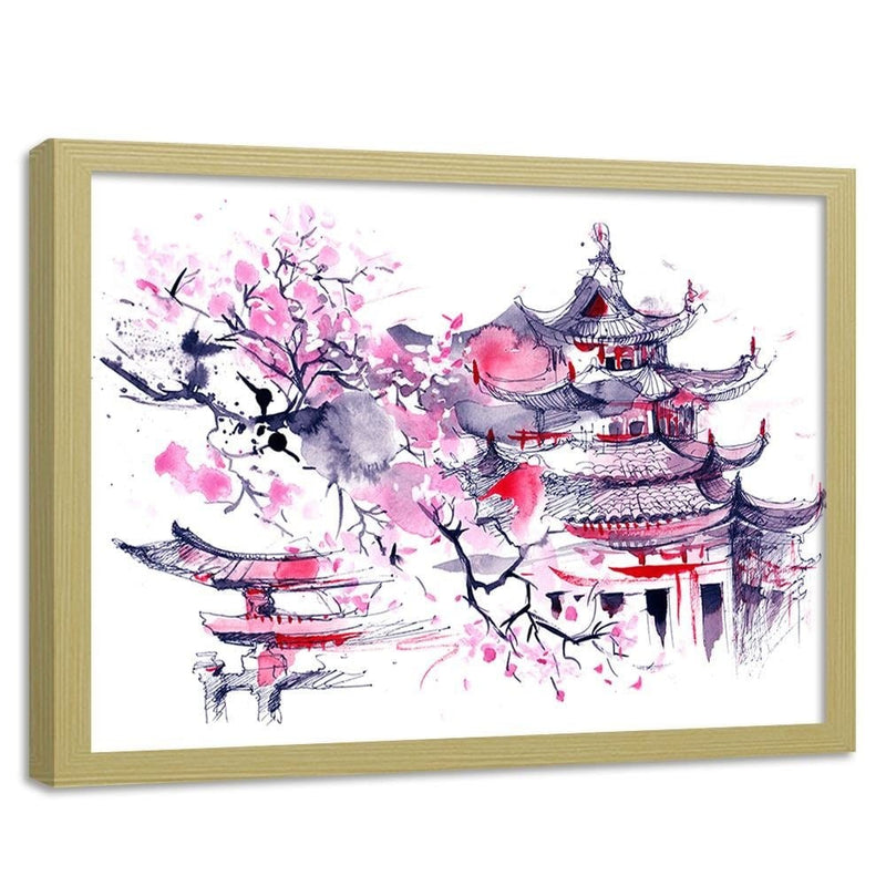 Glezna bēšā rāmī - Colourful Japan Art  Home Trends DECO