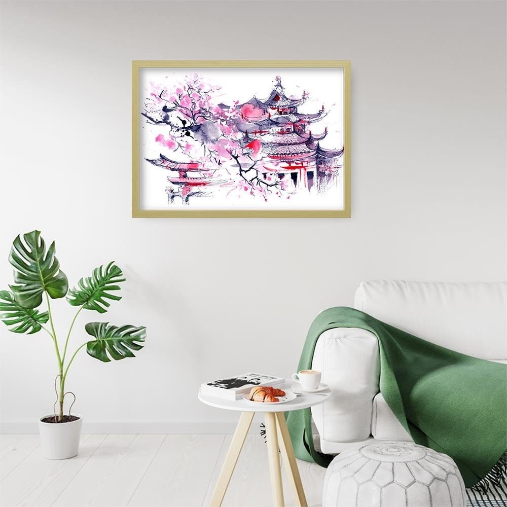 Glezna bēšā rāmī - Colourful Japan Art  Home Trends DECO
