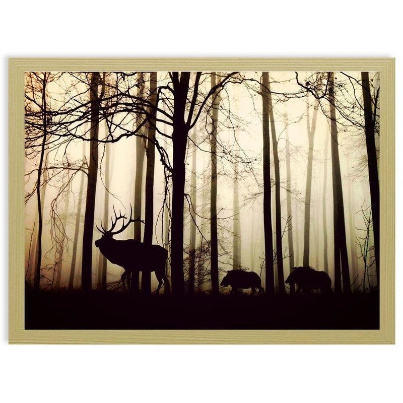 Glezna bēšā rāmī - Deers In The Forest  Home Trends DECO