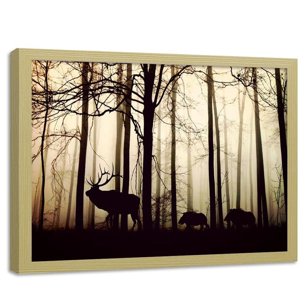Glezna bēšā rāmī - Deers In The Forest  Home Trends DECO