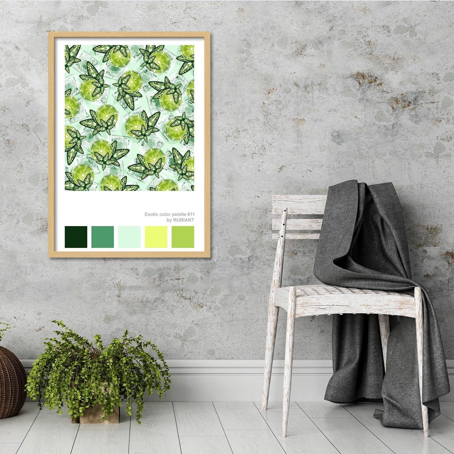 Glezna bēšā rāmī - Digital Art Green  Home Trends DECO