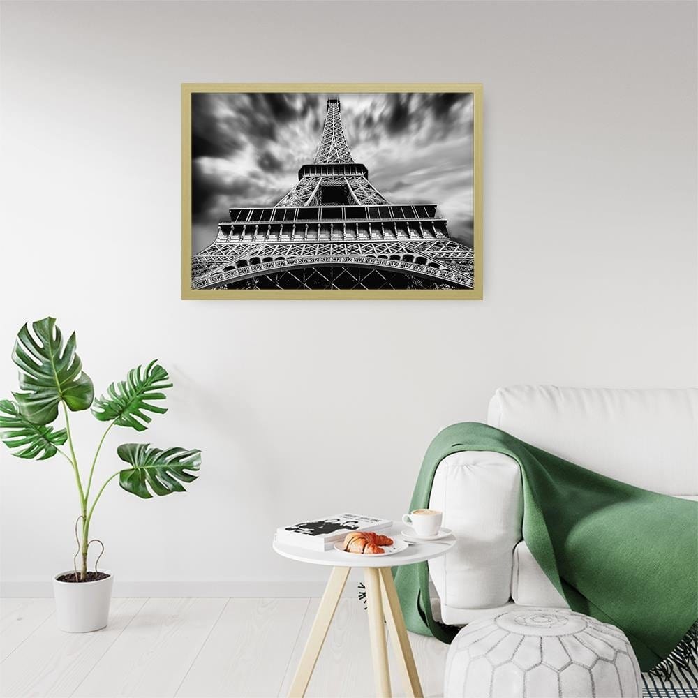 Glezna bēšā rāmī - Eiffel Tower Black And White  Home Trends DECO