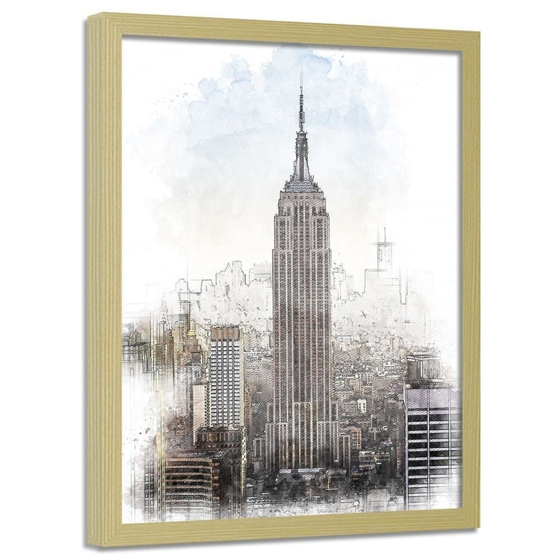 Glezna bēšā rāmī - Empire State Building Image Brown  Home Trends DECO
