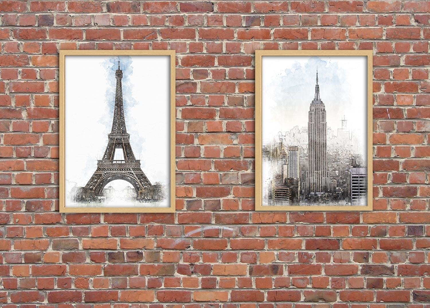 Glezna bēšā rāmī - Empire State Building Image Brown  Home Trends DECO