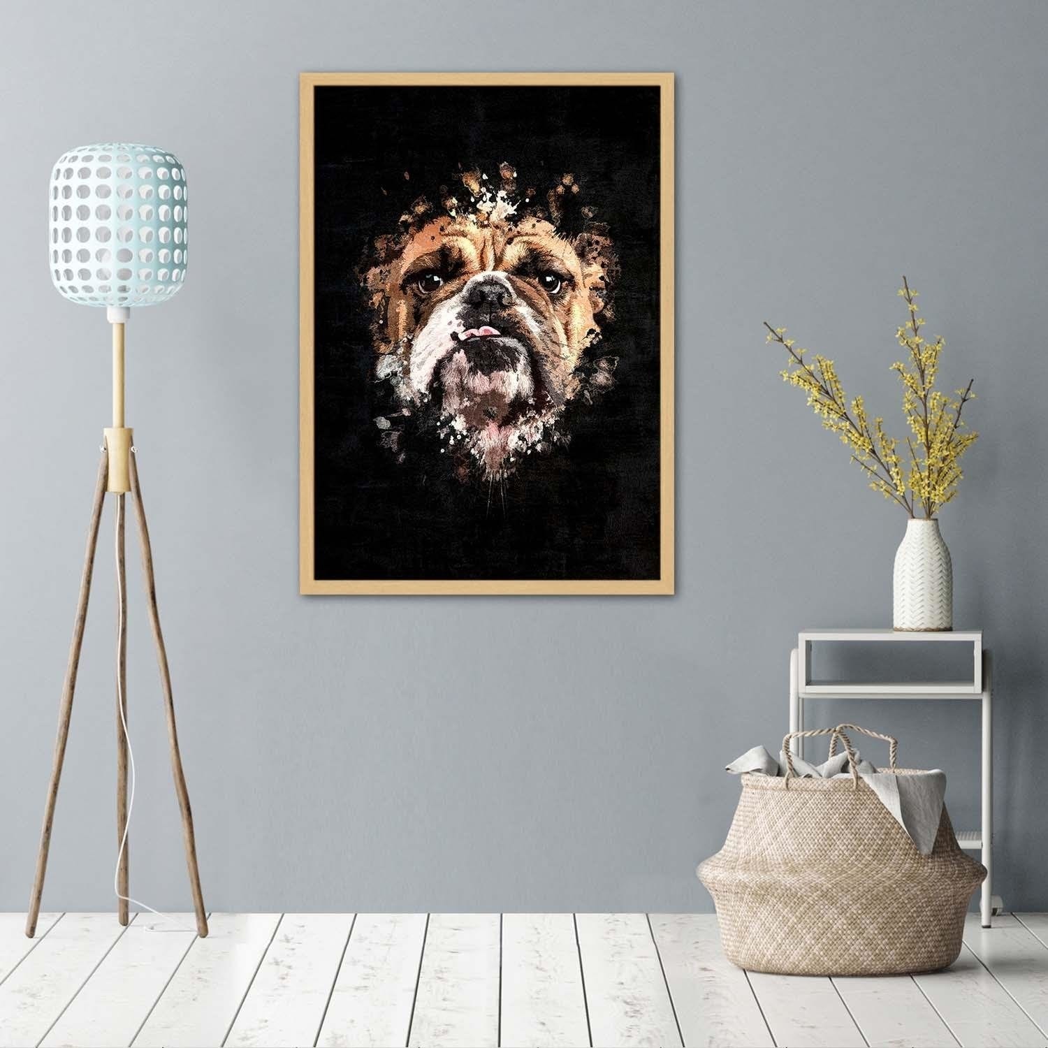 Glezna bēšā rāmī - English Bulldog  Home Trends DECO