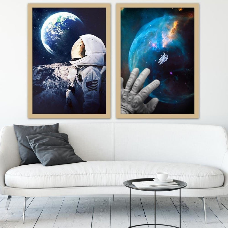 Glezna bēšā rāmī - Galaxy Artwork Blue  Home Trends DECO