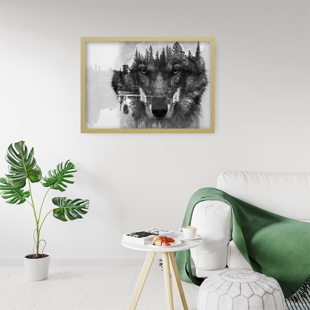Glezna bēšā rāmī - Gray Wolf  Home Trends DECO