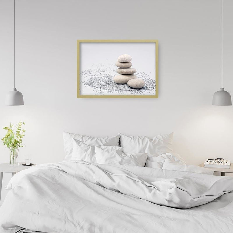 Glezna bēšā rāmī - Gray Zen Stones  Home Trends DECO