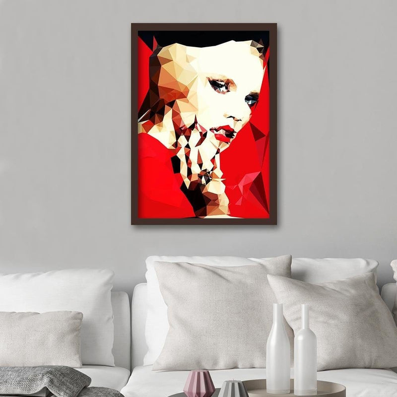 Glezna brūnā rāmī - The Woman In Red  Home Trends DECO