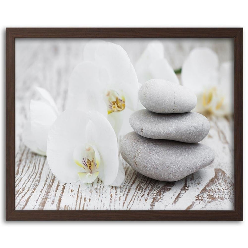 Glezna brūnā rāmī - Zen Flowers And Stones  Home Trends DECO