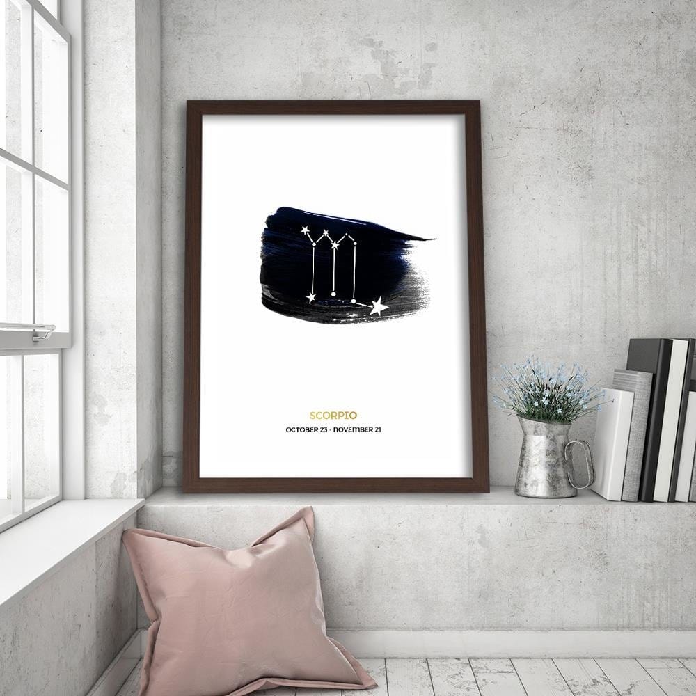 Glezna brūnā rāmī - Zodiac Sign Scorpio  Home Trends DECO