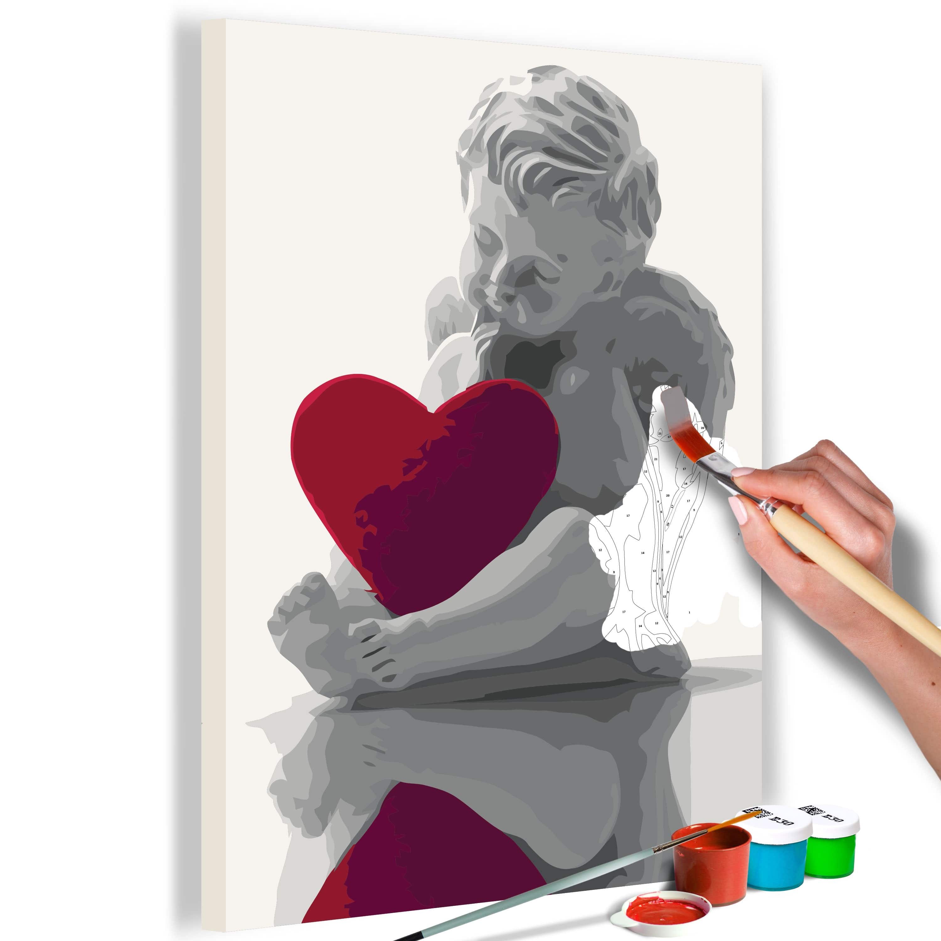 Glezna izkrāso pēc cipariem - Angel (Red Heart) 40x60 cm Artgeist