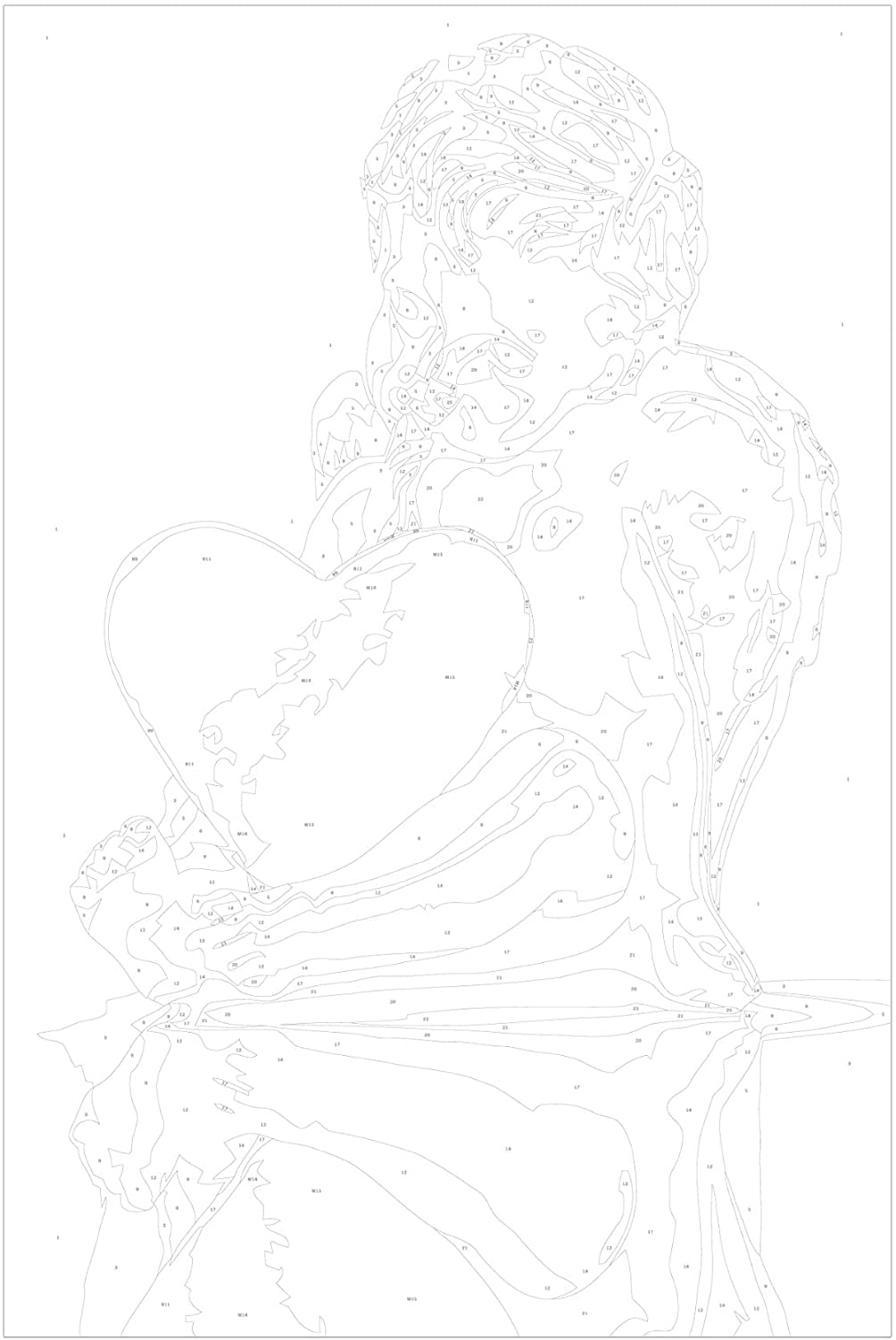 Glezna izkrāso pēc cipariem - Angel (Red Heart) 40x60 cm Artgeist