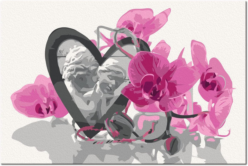 Glezna izkrāso pēc cipariem - Angels (Heart & Pink Orchid) 60x40 cm Artgeist