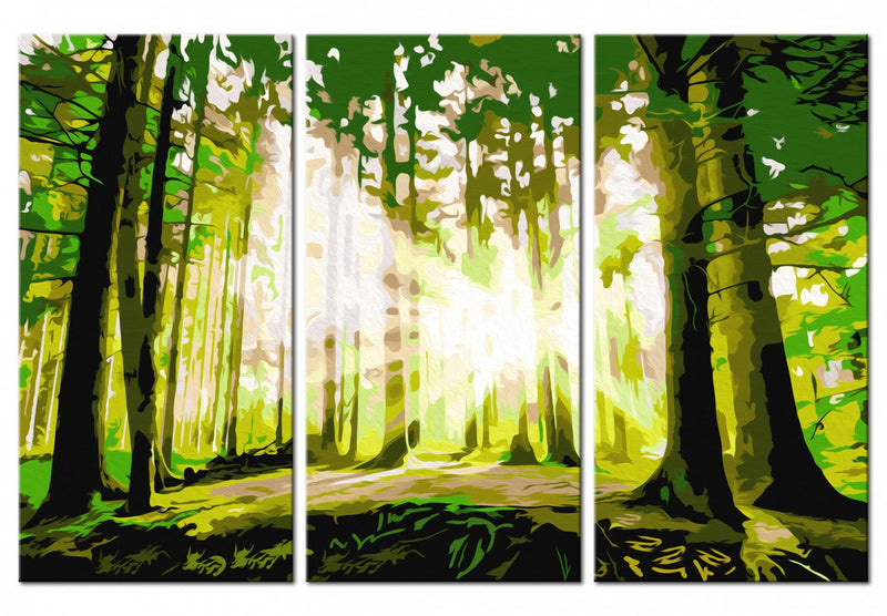 Glezna izkrāso pēc cipariem ar mežu - Pavasara mežs, 120x80 cm Artgeist