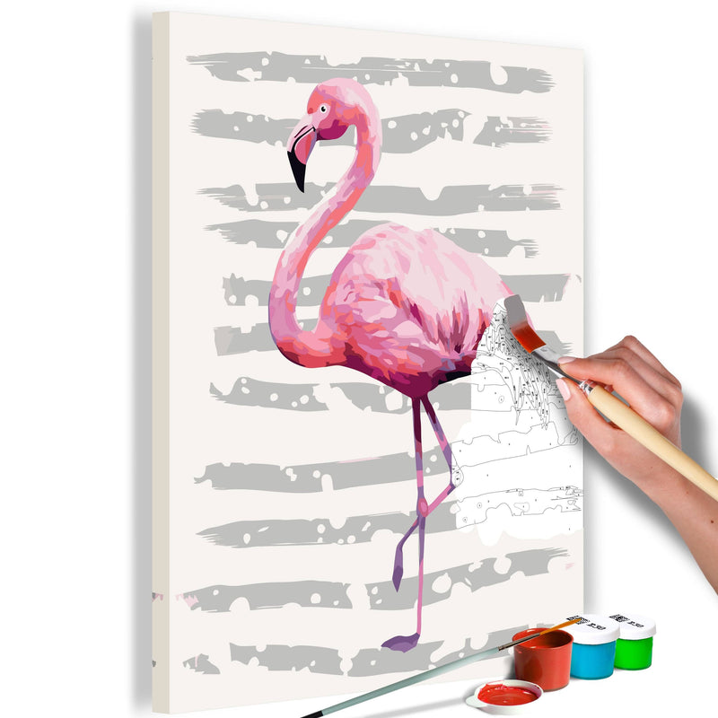 Glezna izkrāso pēc cipariem - Beautiful Flamingo 40x60 cm Artgeist