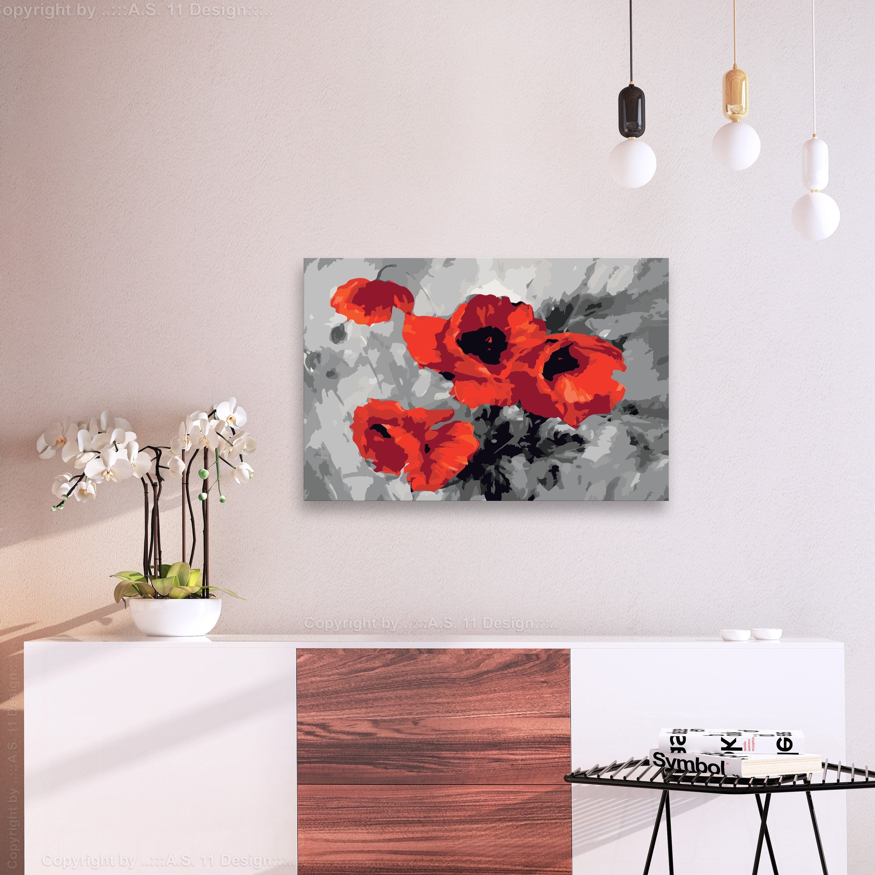 Glezna izkrāso pēc cipariem - Bouquet of Poppies 60x40 cm Artgeist