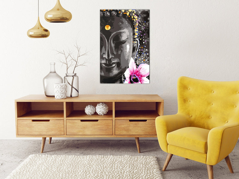 Glezna izkrāso pēc cipariem - Buddha and Flower 40x60 cm Artgeist