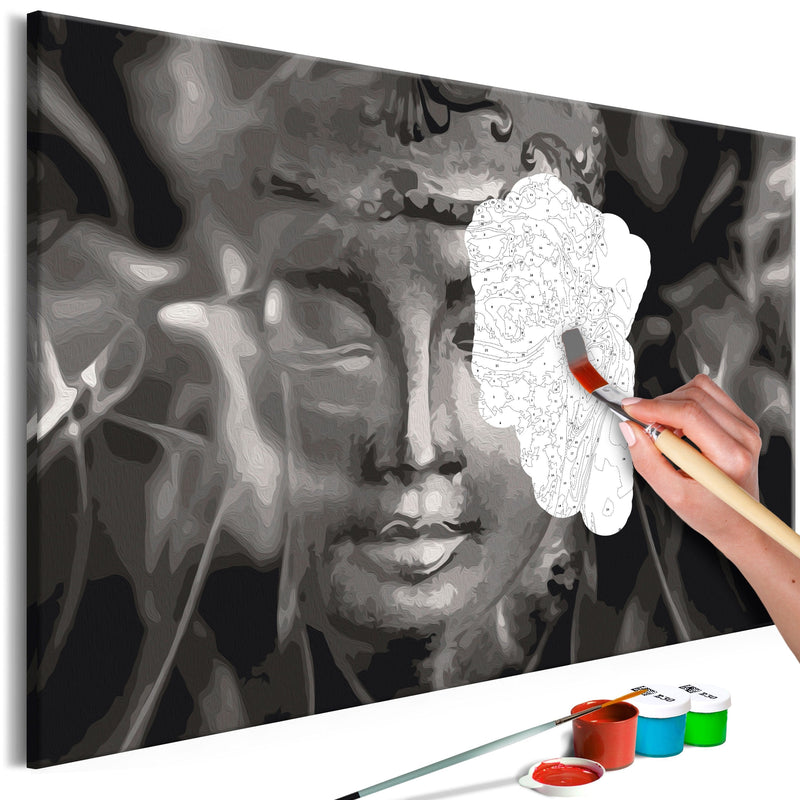Glezna izkrāso pēc cipariem - Buddha in Black and White 60x40 cm Artgeist