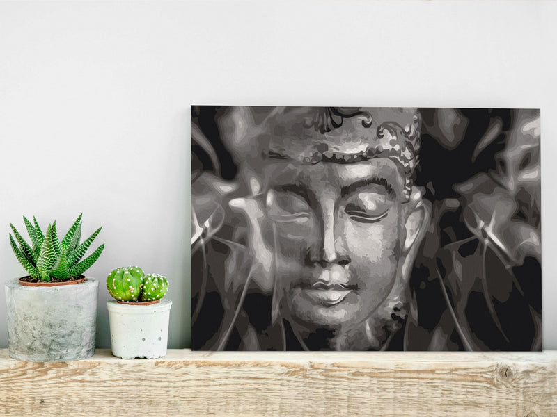 Glezna izkrāso pēc cipariem - Buddha in Black and White 60x40 cm Artgeist